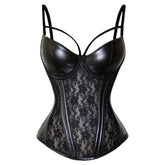 Gothic Elasticity Corset , Sexy Lace Mesh Bustier - Wonder Skull